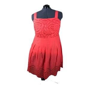 Dress Barn Women's Sz 18 Coral Eyelet Midi Sun Dress